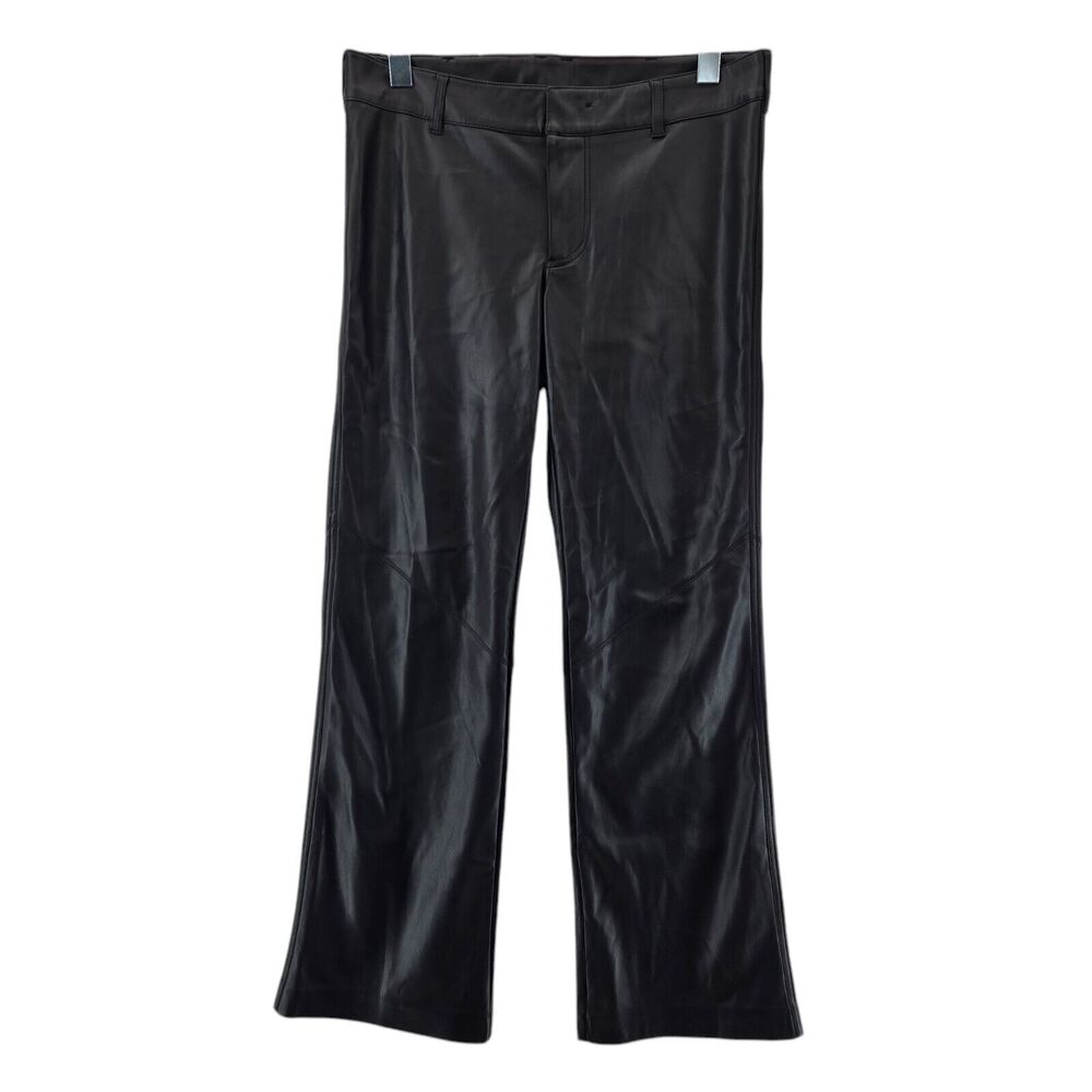 Free People Vegan Leather Pants Womens 6 Black Bootcut Sexy Night Out Mid Rise‎